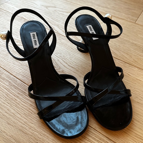 Miu Miu Crystal-Studded Heel Sandals - Picture 1 of 4